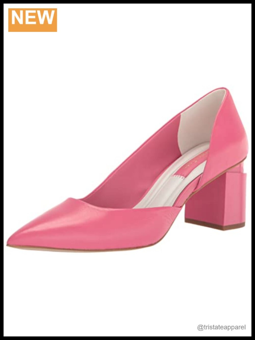 Franco Sarto Women's Lucy Pumps Leather Block Heel Pointed Toe Slip-On